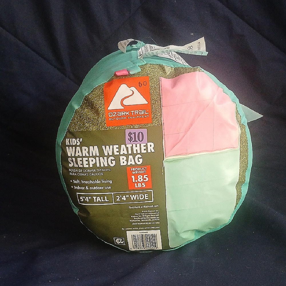Ozark Trail Pink and Green Warm Weather Sleeping Bag